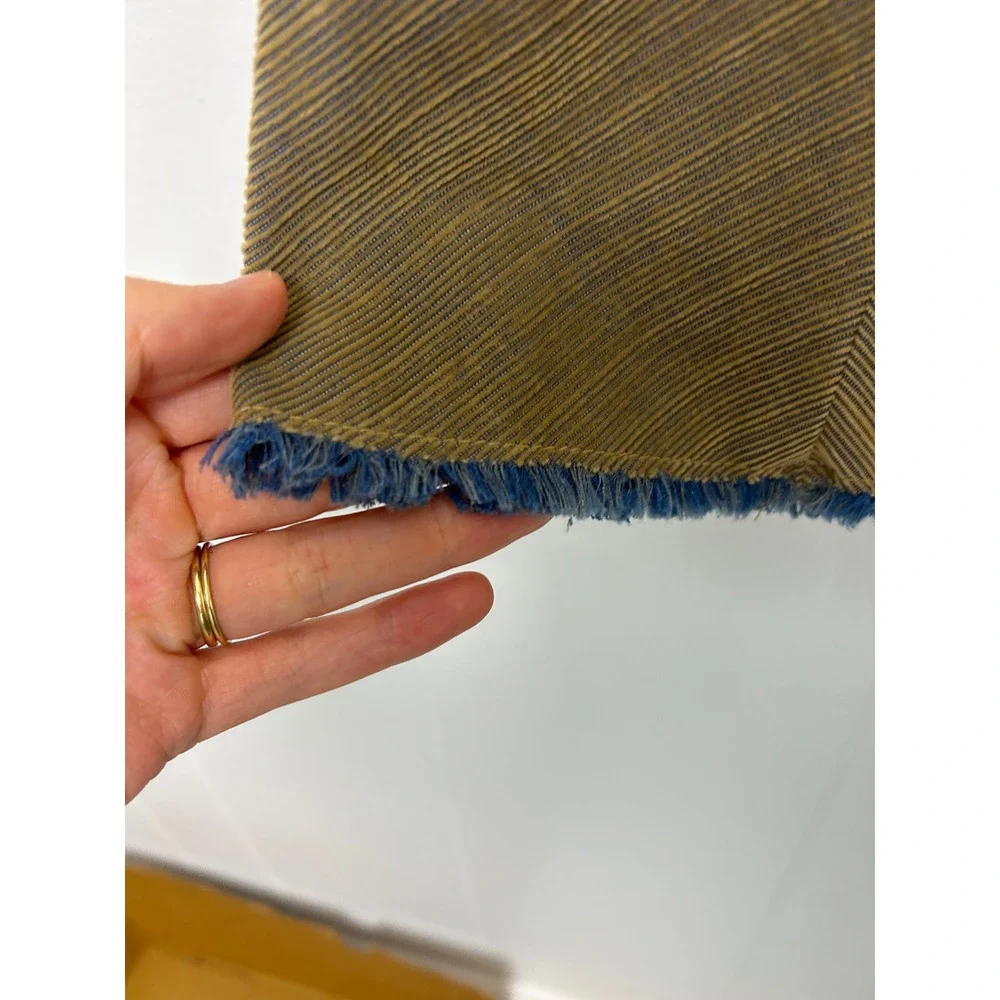 Vintage‎ Talbots Skirt Women's 10 A Line corduroy Tan Blue Frayed Hem modest